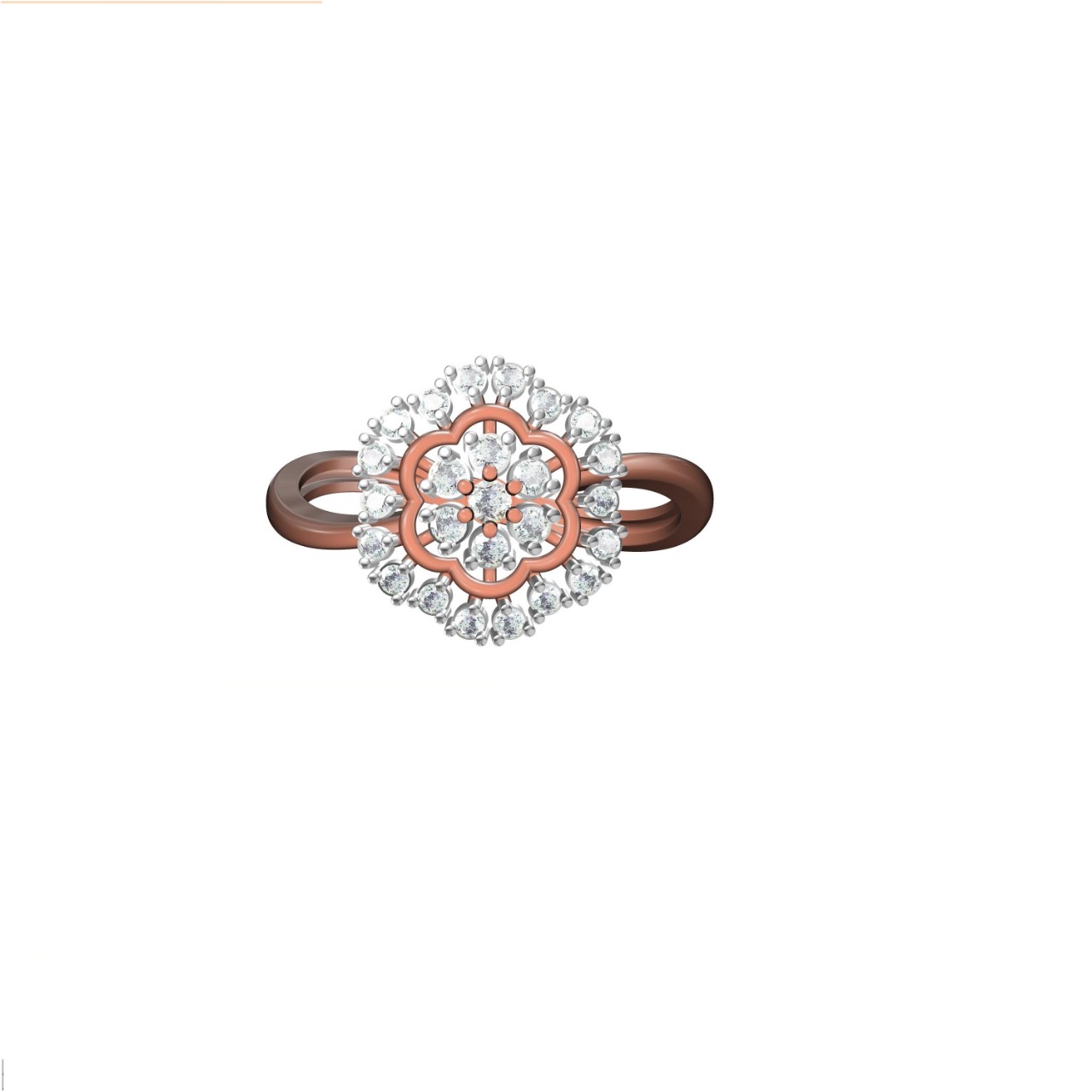 Beautiful Rose And Natural Gold Diamond Cluster Ring For Women